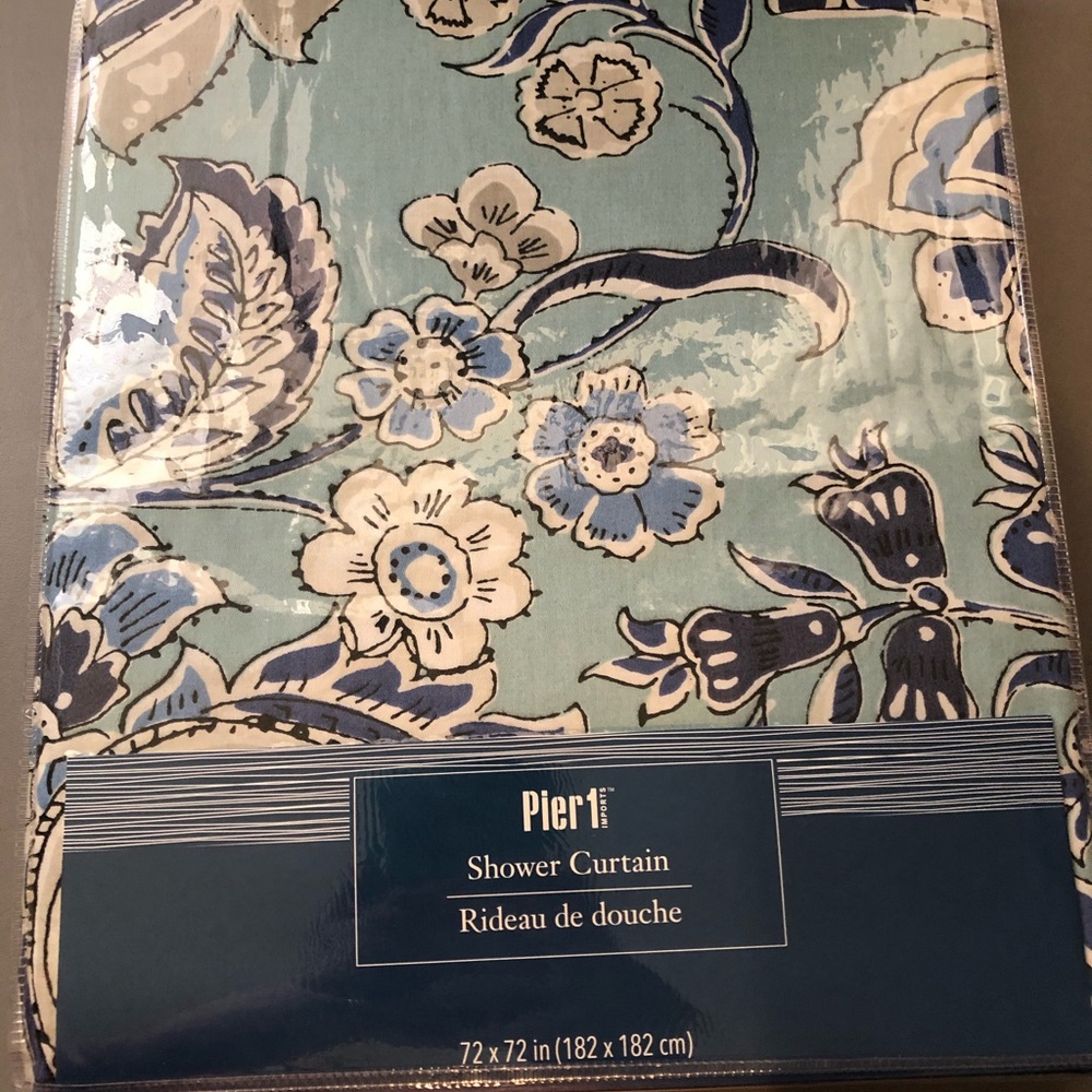 Pier 1 Blue Floral Shower Curtain